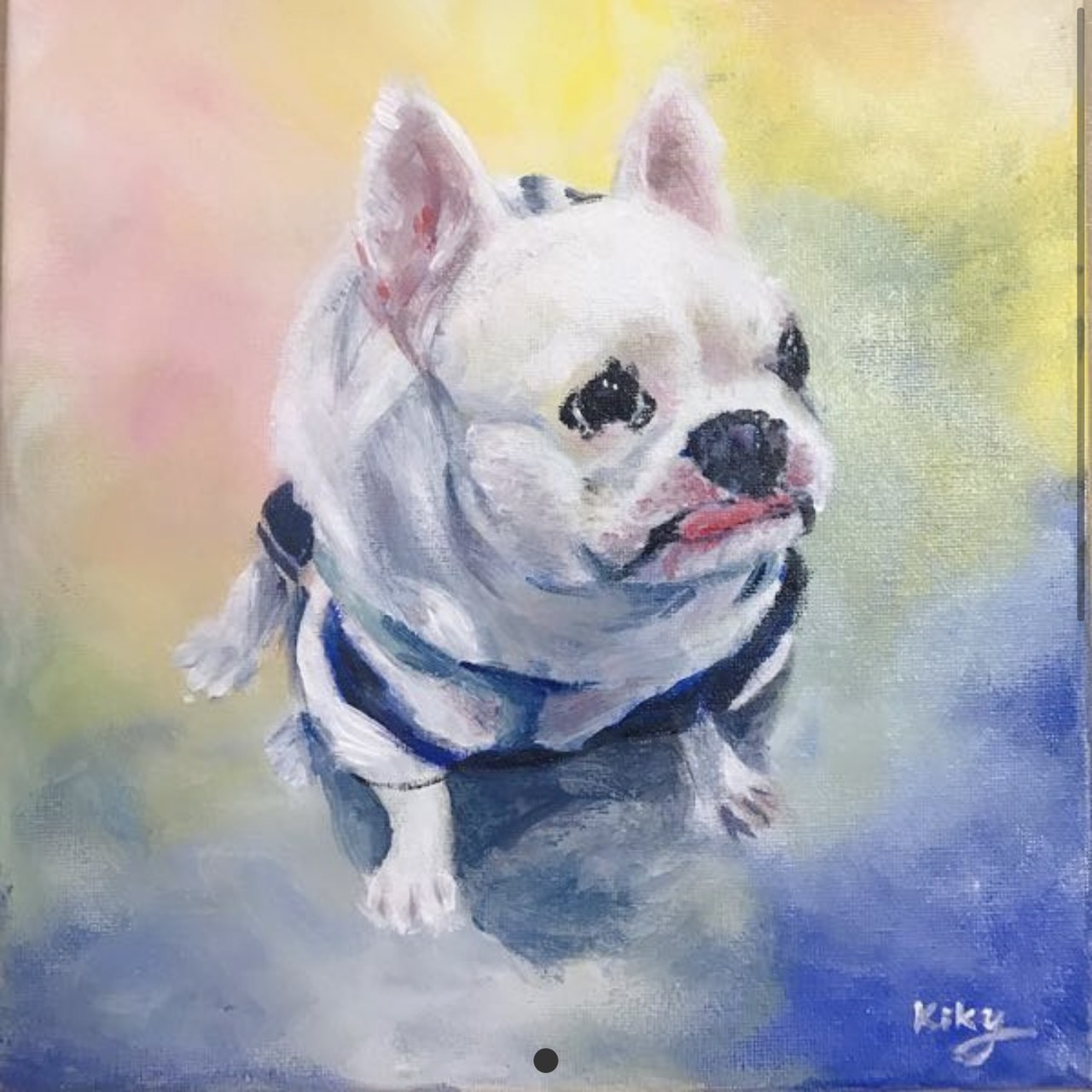 白色小狗主題繪畫作品